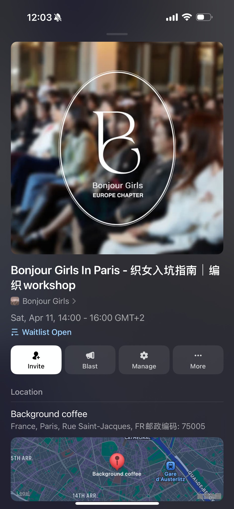 The Bonjour Girls knitting workshop listing in Paris